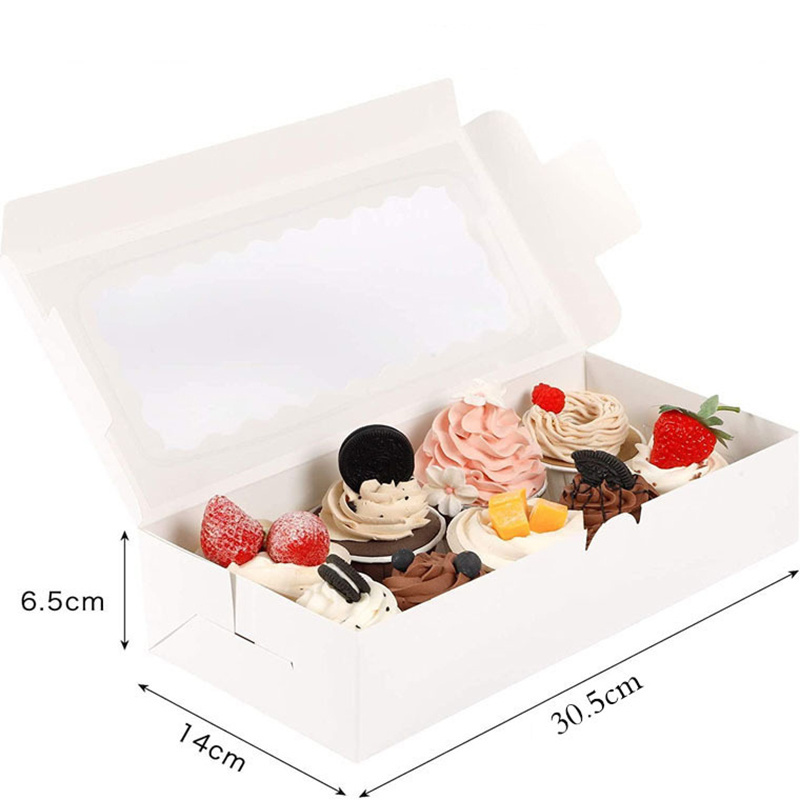 Valentine white bakery boxes for muffins chocolate strawberry packaging box with display window