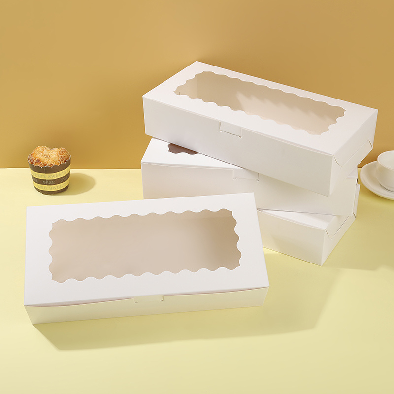 Valentine white bakery boxes for muffins chocolate strawberry packaging box with display window