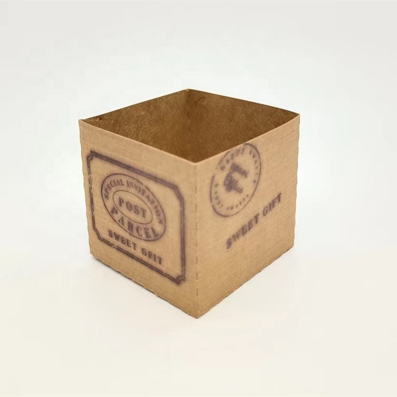 Recycled Eco-friendly Kraft Paper Cupcake Holder Square Disposable Bread Pizza Chocolate Paper Baking Cup Dessert Cups