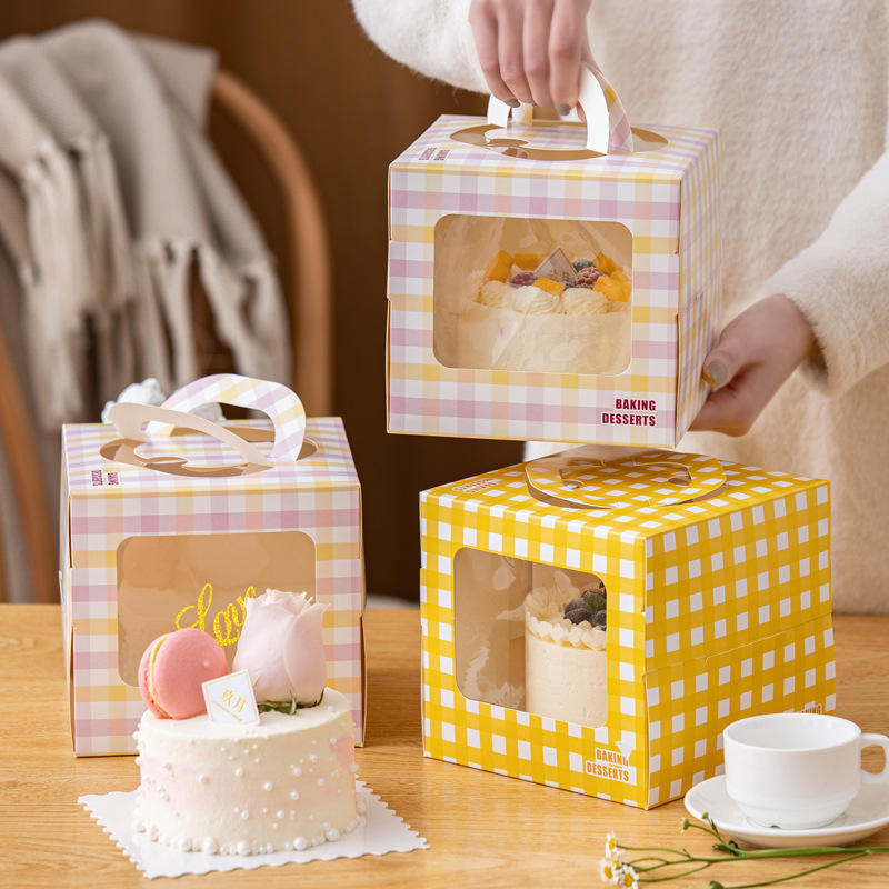 Yellow Pink Color Cardboard Paper Birthday Gift Chocolate Muffins Box With Clear Display Window Cupcake Box For Pastries