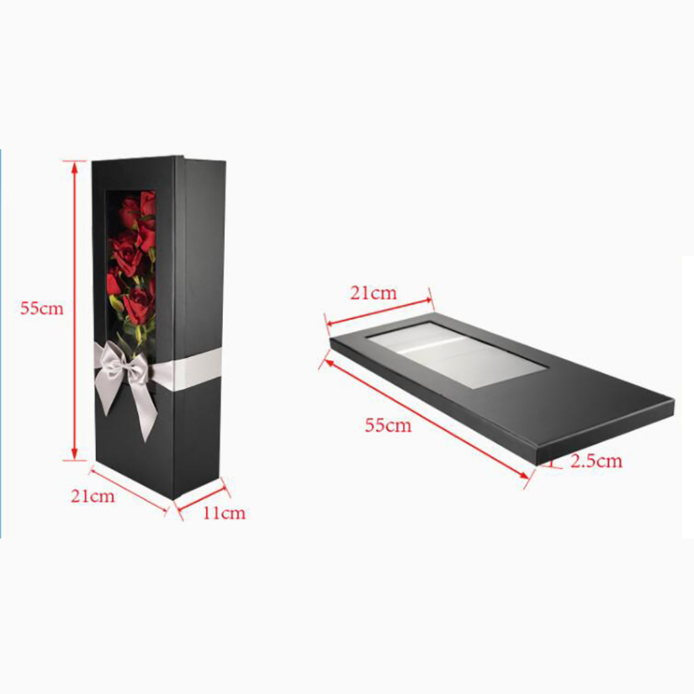 Custom floral boxes  Folding Foldable Rectangular Open Window Valentine's Day Rose Flower Gift Paper Boxes For Bouquets