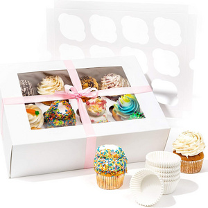 Wholesale Custom White Kraft Paper Bakery Cakebox Dessert Wedding Favor Cupcake Packaging Cake Box In Bulk