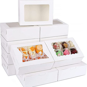 White Bakery Boxes with Window Cookie Boxes for Chocolate Covered Strawberries and Pastry Dessert Candy Muffins Donuts packaging