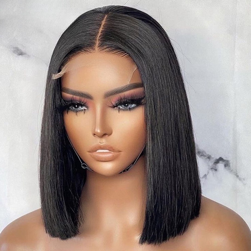 Glueless Double Drawn Bone Short Straight Bob Wigs Raw Indian Human Hair Lace HD Lace Frontal Full Lace Human Hair Wig