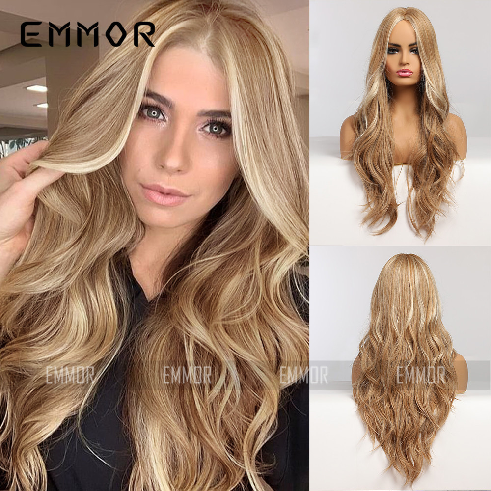 High Temperature Fiber Synthetic Hair Wigs Wave Wigs Natural for Woman Highlight Color 613 Blonde Water Wave Piano Wig 1pcs