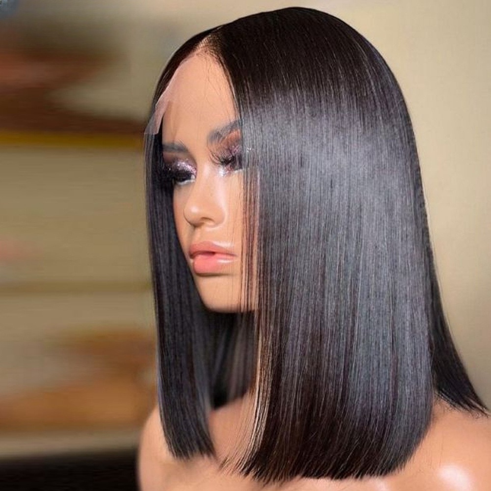 Glueless Double Drawn Bone Short Straight Bob Wigs Raw Indian Human Hair Lace HD Lace Frontal Full Lace Human Hair Wig