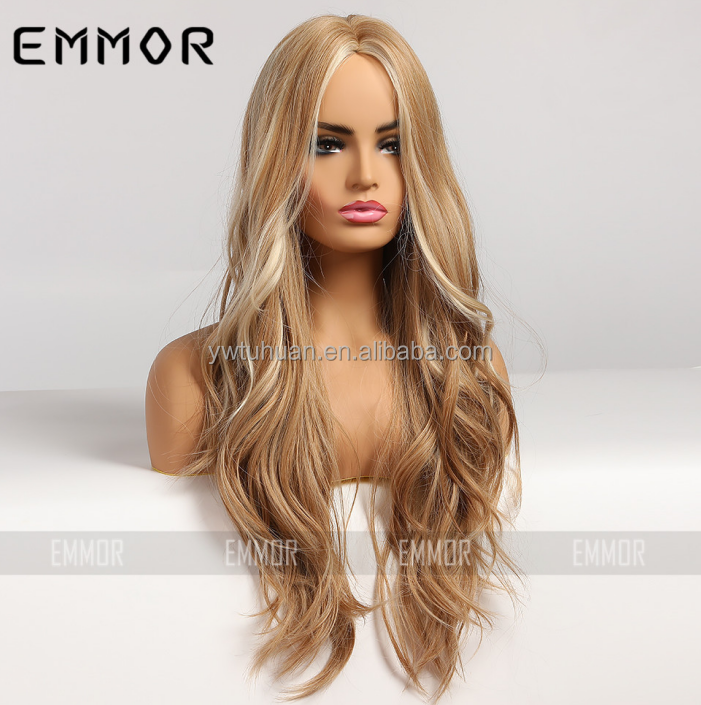 High Temperature Fiber Synthetic Hair Wigs Wave Wigs Natural for Woman Highlight Color 613 Blonde Water Wave Piano Wig 1pcs