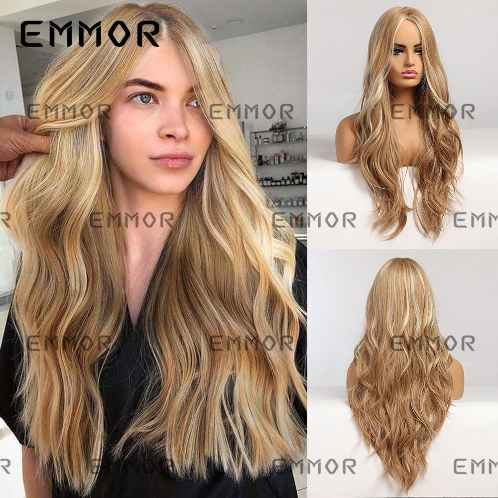 High Temperature Fiber Synthetic Hair Wigs Wave Wigs Natural for Woman Highlight Color 613 Blonde Water Wave Piano Wig 1pcs