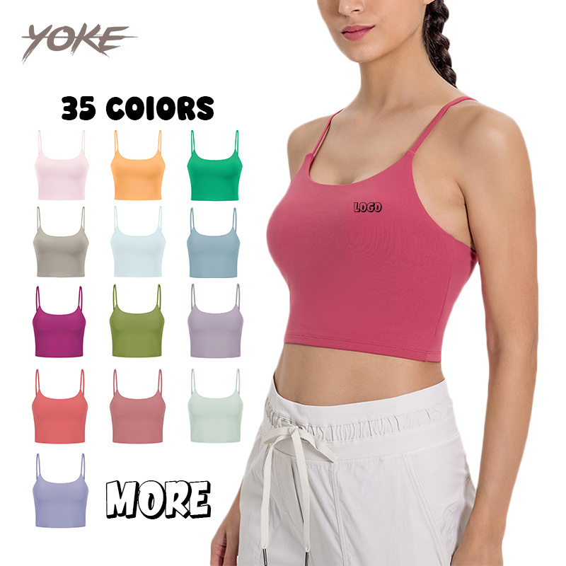 YK Colorful Light Weight Tennis Breathable Cool Feeling Sexy Thin Straps Back Fitness Top Half Small Lines Yoga Bra With Pad