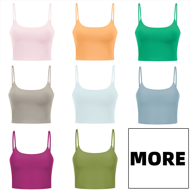 YK Colorful Light Weight Tennis Breathable Cool Feeling Sexy Thin Straps Back Fitness Top Half Small Lines Yoga Bra With Pad