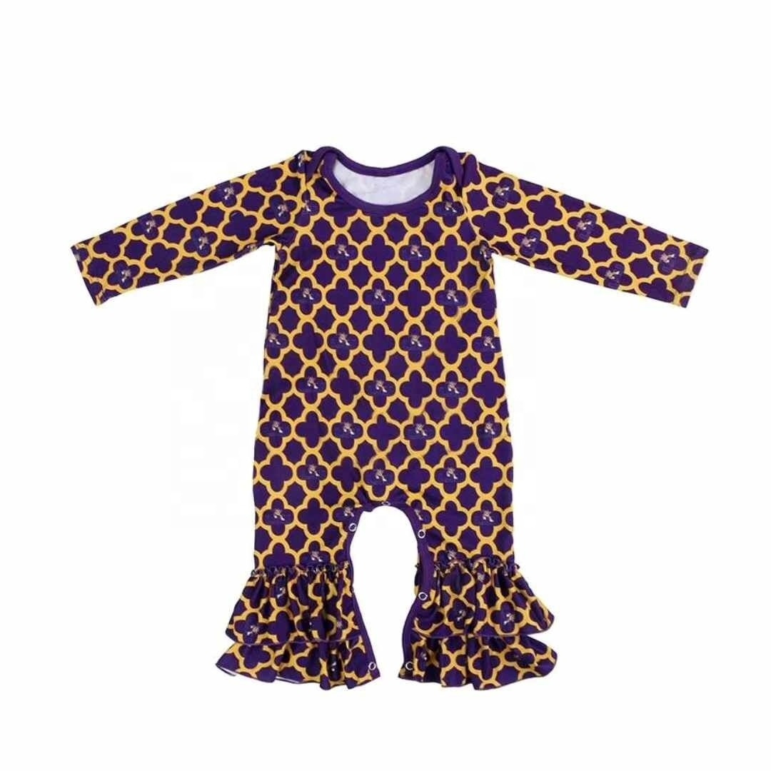 Hot Sale Baby Clothes Children's Clothing 100% Cotton Mardi Gras Babys Girls Clothing Sets