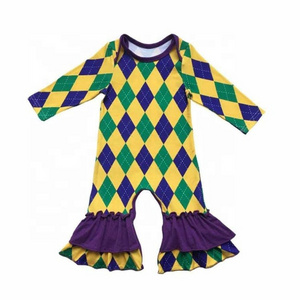 Hot Sale Baby Clothes Children's Clothing 100% Cotton Mardi Gras Babys Girls Clothing Sets