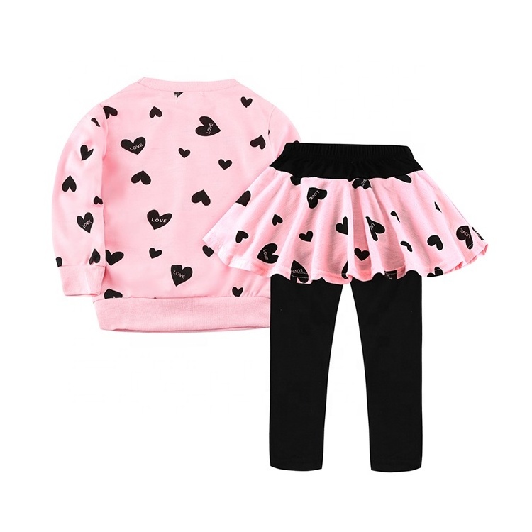 Wholesale Fall Winter Toddler Kids Baby Girls Christmas Clothing Love Printed Long Sleeve Girl Set