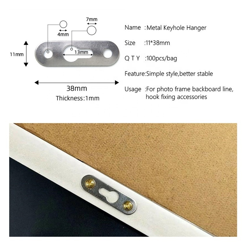 TS-K301 850   Single Keyhole picture frame Hangers Hanging Plate Hardware tool hooks for Mirror Picture Frames frame accessories