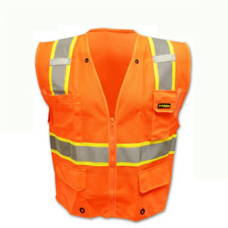 Class 2 High Visibility Mesh Surveyor Safety Vest Heavy Duty Deluxe Orange Reflective Safety Vest