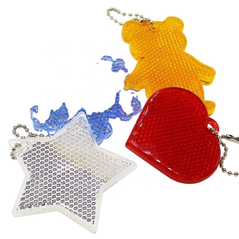 hard PMMA reflector, pedestrian walking reflector Safety Reflector Star Pendant PVC Reflective Gear Keychain