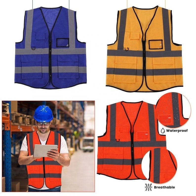 night safety custom mesh fabric running vest Reflective Vest Fluorescent Safety Vests High Visibility Waistcoat Reflective