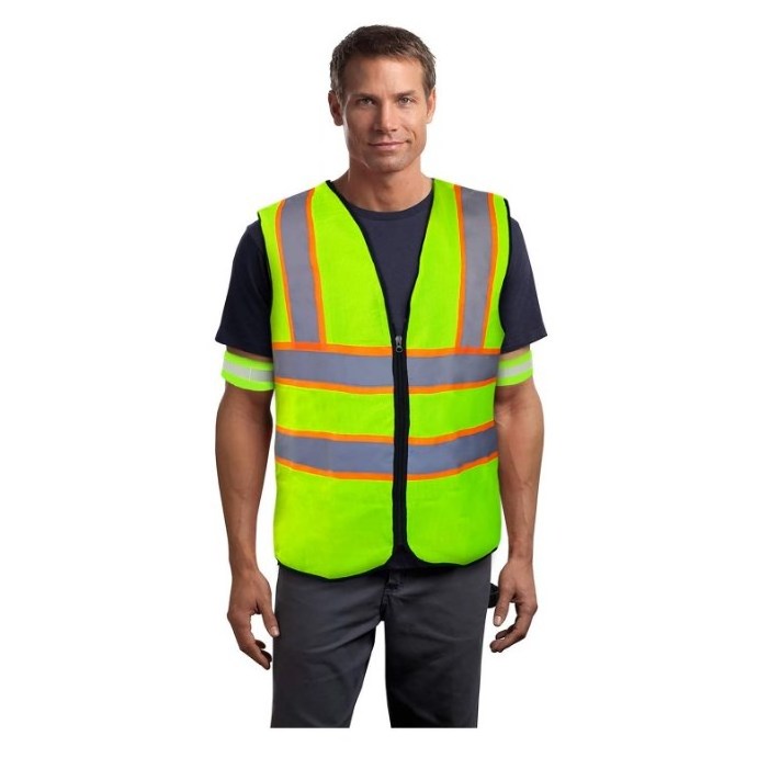 High Visibility Reflective Vest Hi-vis Bright orange Color Construction Safety Vest