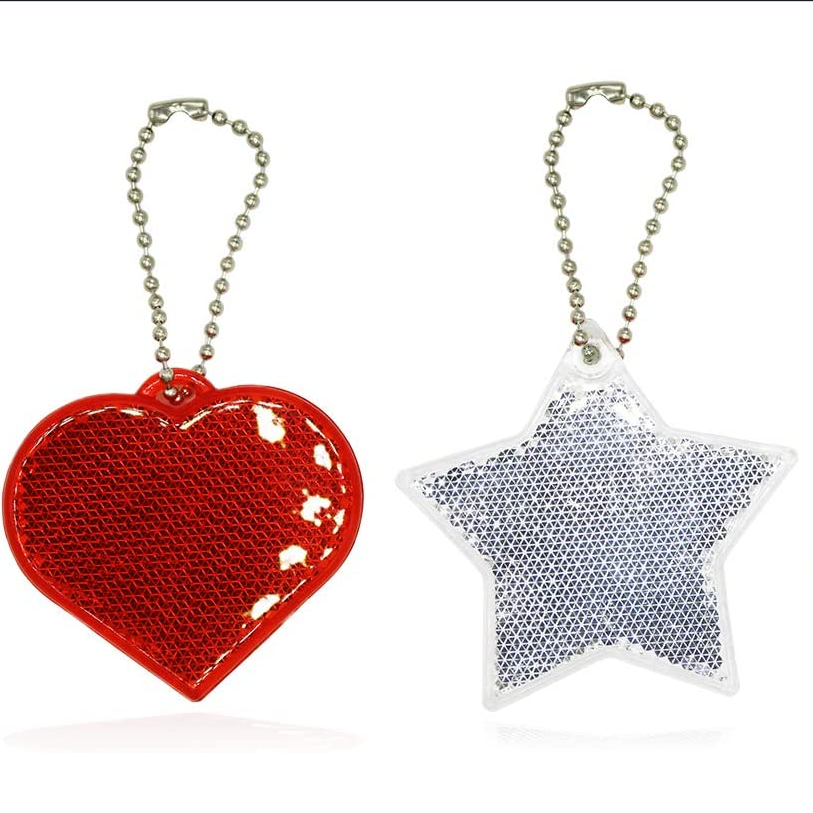 hard PMMA reflector, pedestrian walking reflector Safety Reflector Star Pendant PVC Reflective Gear Keychain