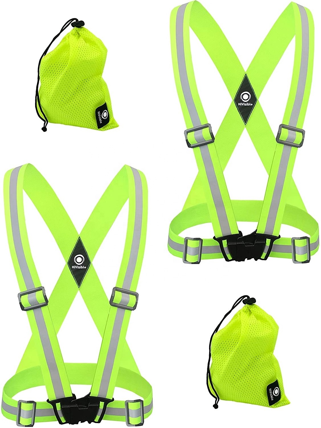 HiVisible Reflective Vest with Reflective Bands - Reflective Running Gear for Men and Women for Night Running Biking, Walking