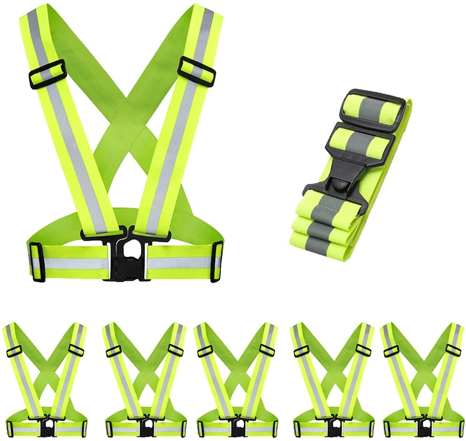 High Quality Reflective Safety Vest Straps Belt Reflective Buckle Adjustable Reflective Belt High Visibility Safety Vest