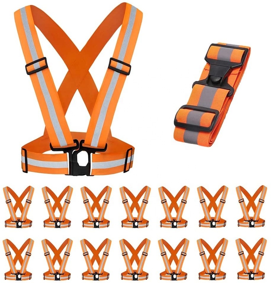 High Quality Reflective Safety Vest Straps Belt Reflective Buckle Adjustable Reflective Belt High Visibility Safety Vest