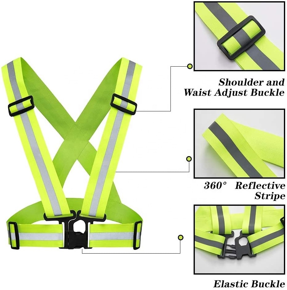 Elastic Reflective Vest for Running at Night High Visibility Safety Reflective Buckle Adjustable Reflective Belt High Visibility