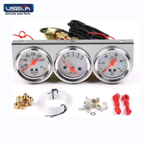 Triple Gauge Kit  Oil/Volt/Water Gauge Chrome Oil Temp Water Temp Gauge Temperature Oil Pressure Gauge