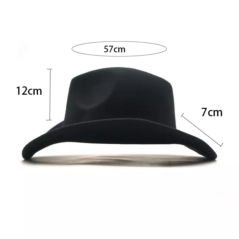 2021 new arrival gold chain western cowboy hat Mexico Gentleman Bend brim felt fedora hat