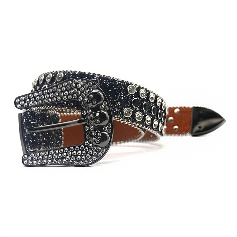 Luxury Rhinestone Women Men Belt Diamond Studded Rhinestone Belts Western Sparkle Leather Belts