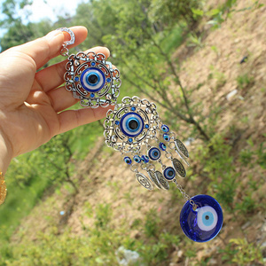 Turkish blue eye interior pendant Decoration devil's eye alloy wall hanging blue glass eye home decor