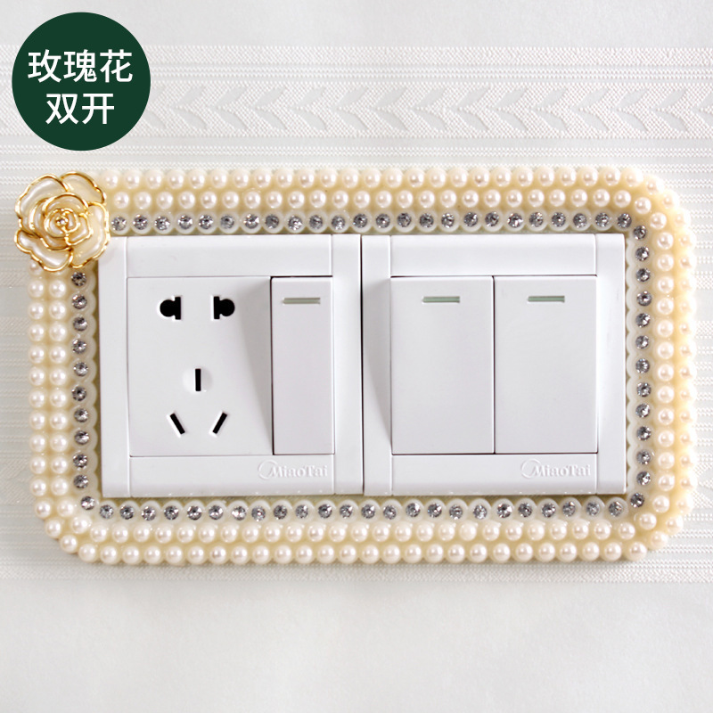 Pastel Home Decor European Style Portable Socket Decals Switch Luxury Square Shaped Lace Light Switch Sticker