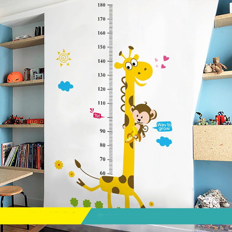 Cartoon Giraffe Printing Height Measure Wall Sticker kids height growth chart wall for bedrooms Nursery Room Wall Decor