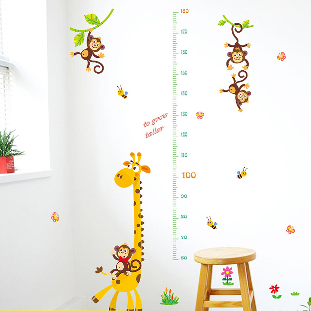 Cartoon Giraffe Printing Height Measure Wall Sticker kids height growth chart wall for bedrooms Nursery Room Wall Decor