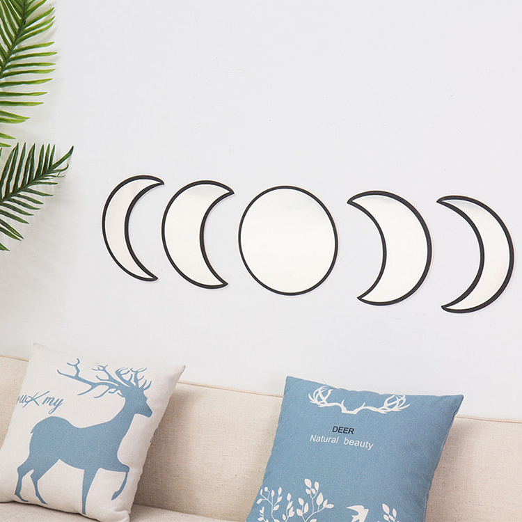 Home decoration Acrylic Moon wall sticker Scandinavian Natural Bathroom Bedroom Wall Decorative Wooden Moon ornaments sticker