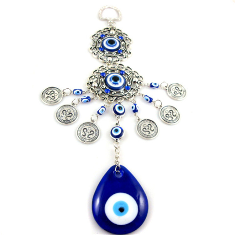 Turkish blue eye interior pendant Decoration devil's eye alloy wall hanging blue glass eye home decor