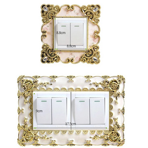 Pastel Home Decor European Style Portable Socket Decals Switch Luxury Square Shaped Lace Light Switch Sticker