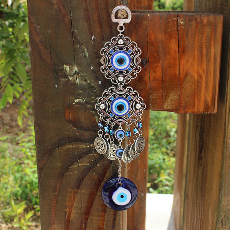 Turkish blue eye interior pendant Decoration devil's eye alloy wall hanging blue glass eye home decor