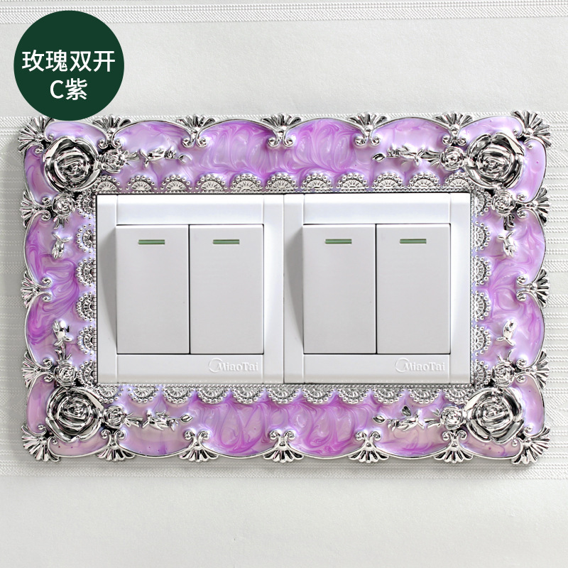 Pastel Home Decor European Style Portable Socket Decals Switch Luxury Square Shaped Lace Light Switch Sticker