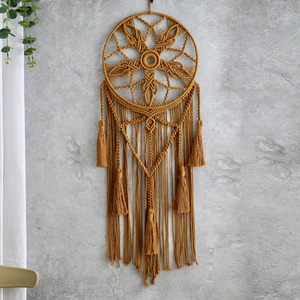 Pastoral style solid color woven tassel dream catcher wall decoration Boho colorful flower woven Macrame hanging home decor