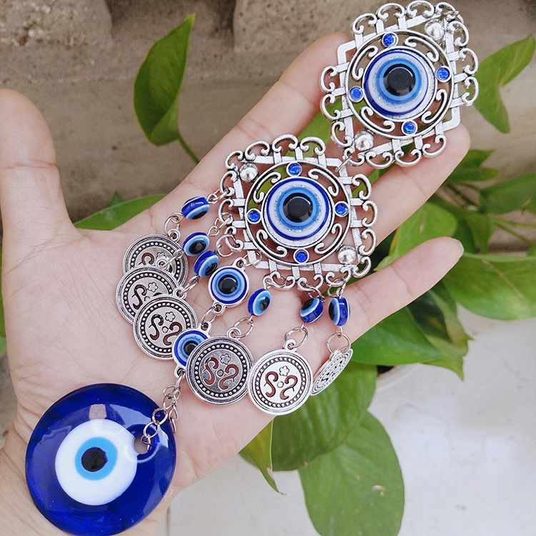 Turkish blue eye interior pendant Decoration devil's eye alloy wall hanging blue glass eye home decor