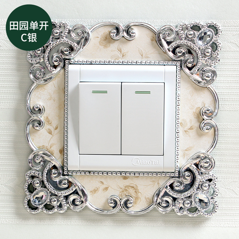 Pastel Home Decor European Style Portable Socket Decals Switch Luxury Square Shaped Lace Light Switch Sticker