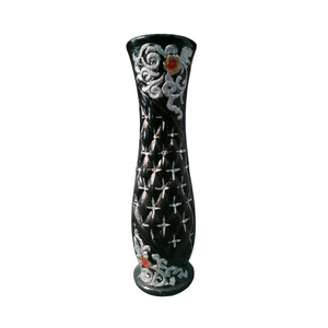 60cm Home Decoration Black Mosaic Resin Round Ceramic Flower Floor Vase 60x15cm