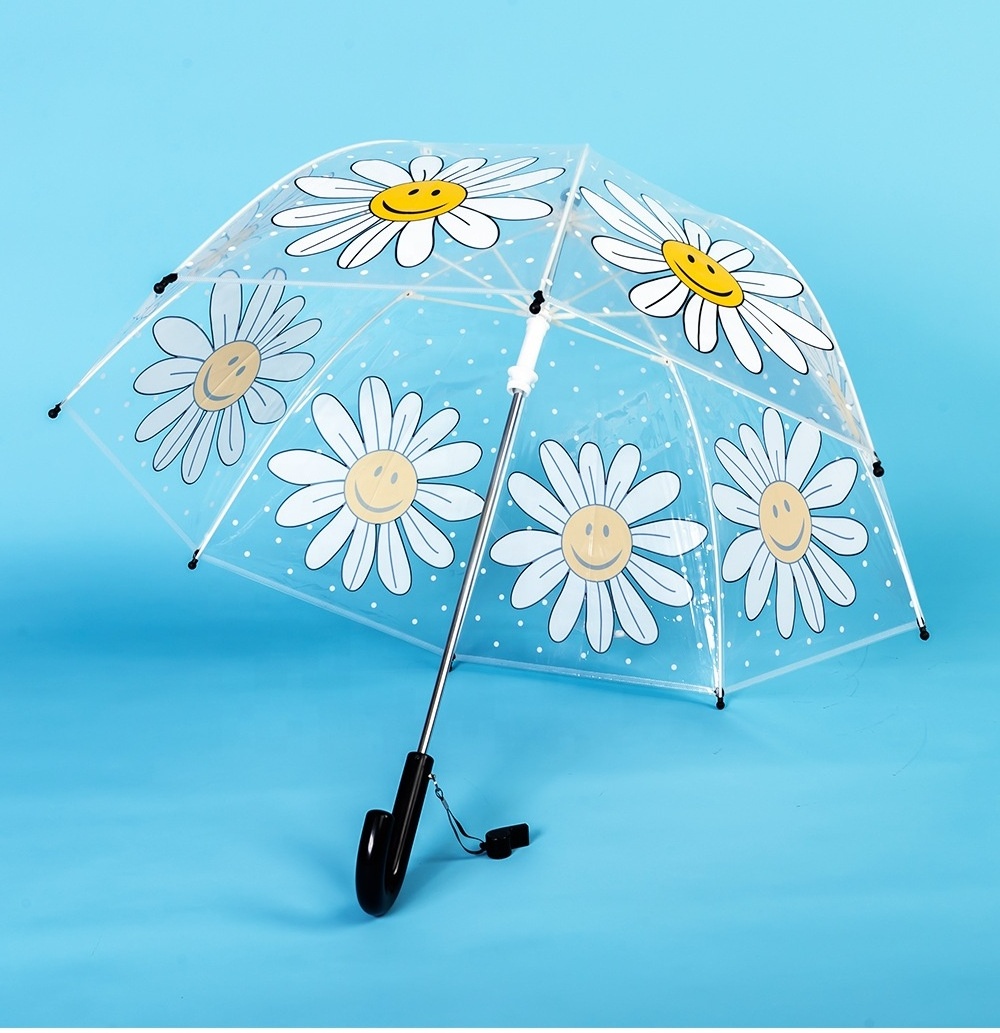 Wholesale INS Children Clear Sunflower Straight Umbrellas Baby Students Umbrella