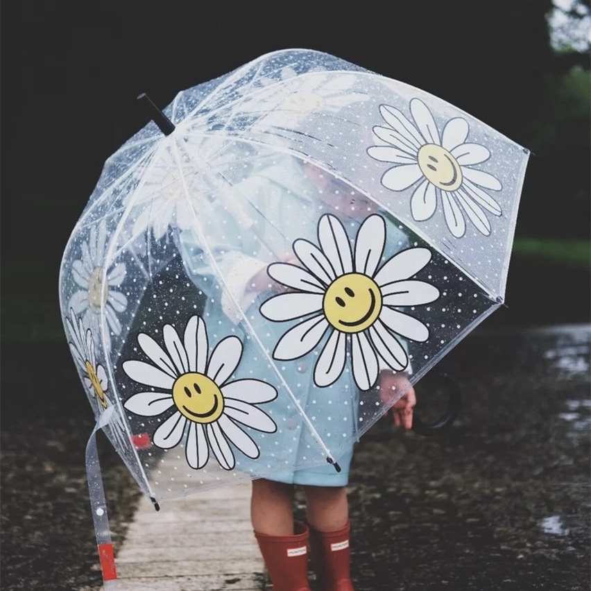 Wholesale INS Children Clear Sunflower Straight Umbrellas Baby Students Umbrella