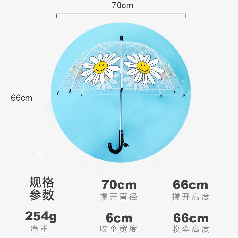 Wholesale INS Children Clear Sunflower Straight Umbrellas Baby Students Umbrella