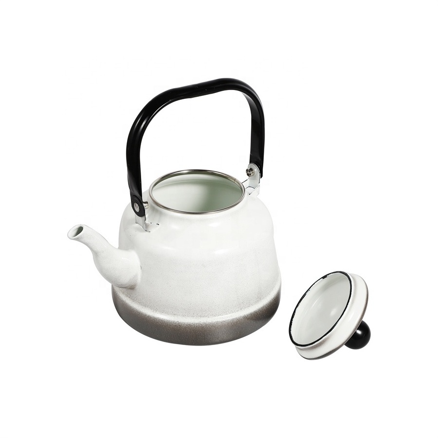 Stovetop and Electric Induction White Enamel Coated Tea Pot Kettle 1.1L