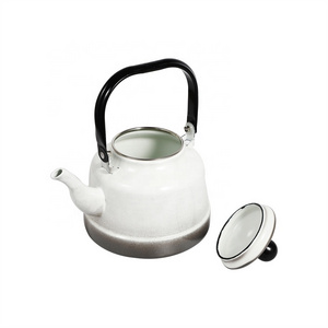 Stovetop and Electric Induction White Enamel Coated Tea Pot Kettle 1.1L