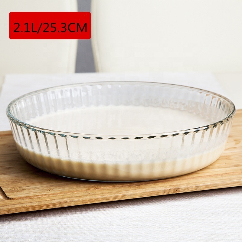 2.1L Wholesale Microwave Round Heat Resistant Base Glass Baking Food Fresh Bowl Dish Plate