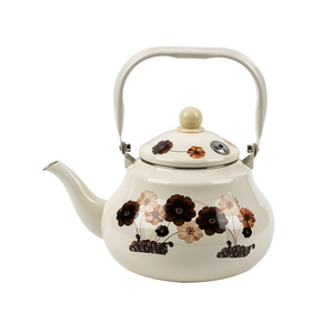 Red Stove and Electric Induction Marble Enamel Coated Whistly Teapot Kettle 1.5 Litre